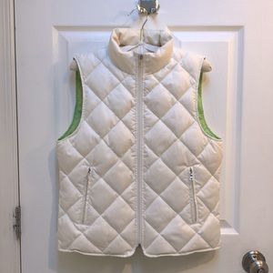 EUC white quilted down Tommy Hilfiger vest with green lining